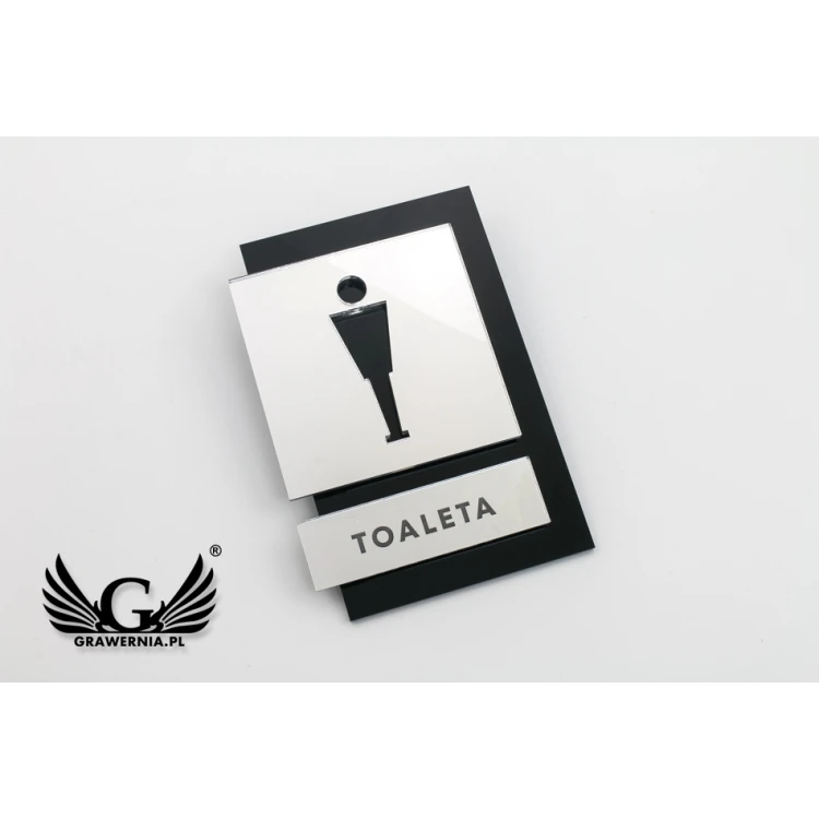 Tabliczki na toalety czarna i lustrzana plexi - wym. 100x145mm - TT031