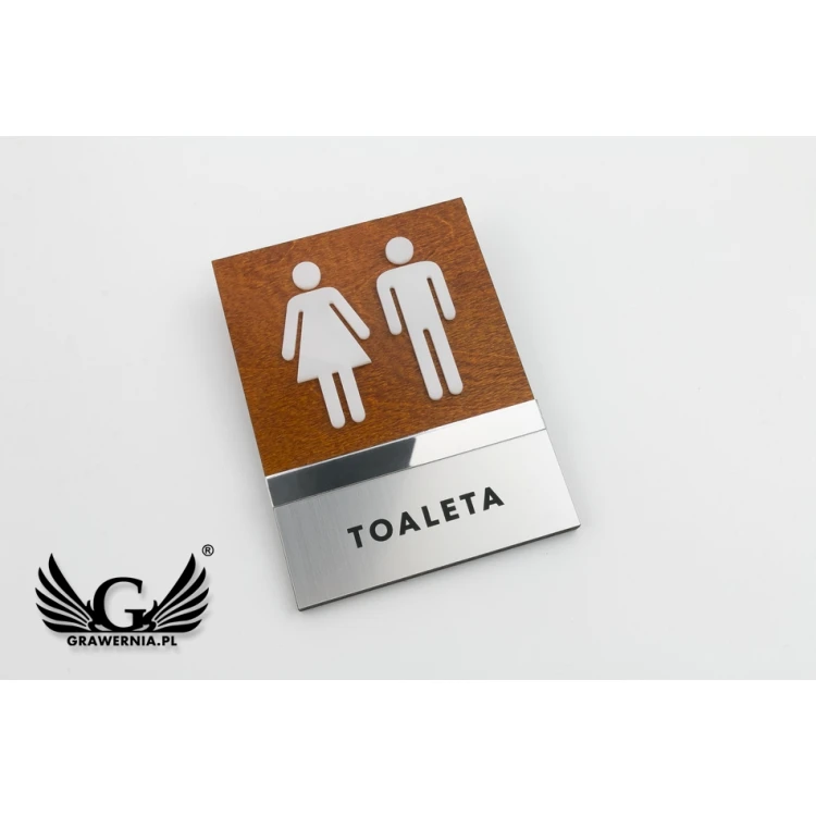Tabliczki na toalety drewno, lustro, plexi - wym. 110x150mm - TT032