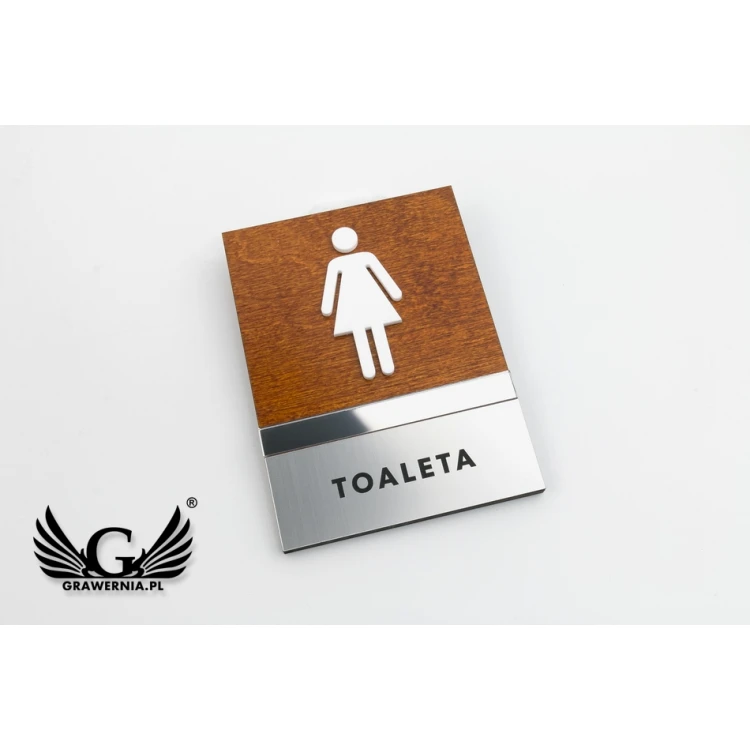 Tabliczki na toalety drewno, lustro, plexi - wym. 110x150mm - TT032