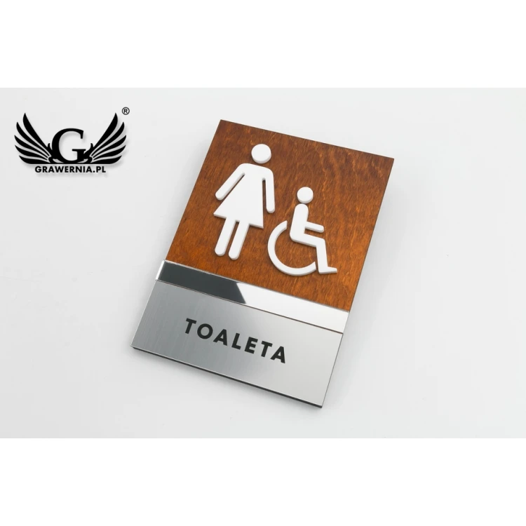 Tabliczki na toalety drewno, lustro, plexi - wym. 110x150mm - TT032