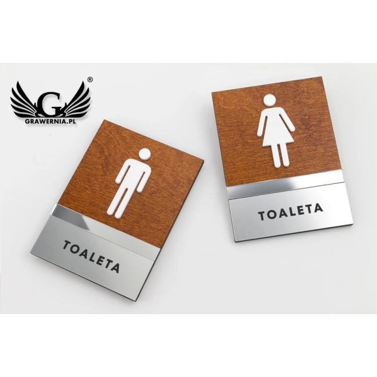 Tabliczki na toalety drewno, lustro, plexi - wym. 110x150mm - TT032