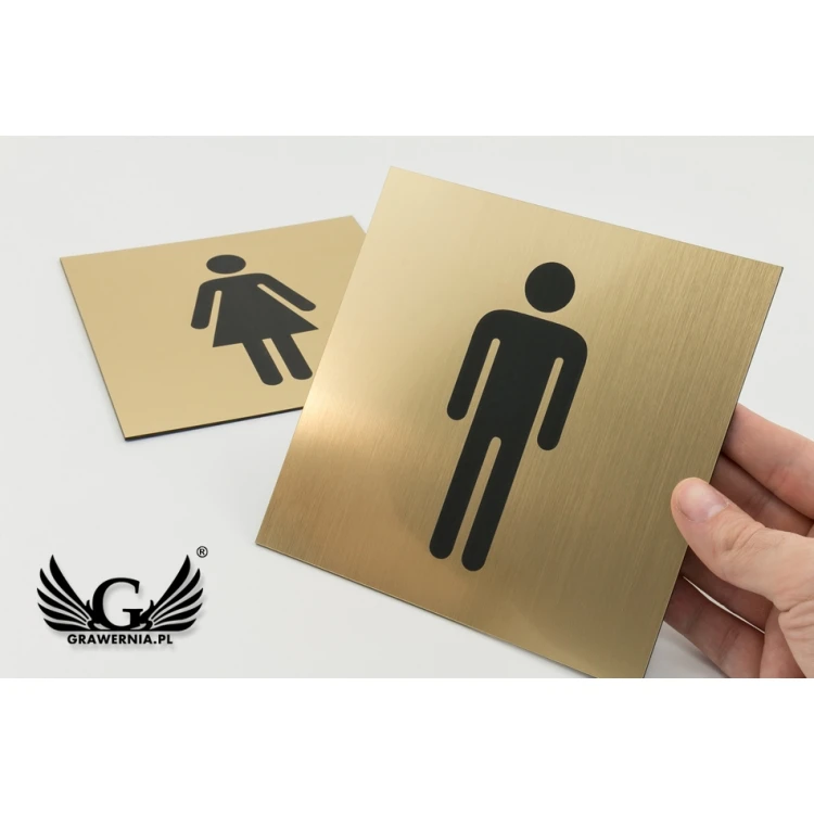 Tabliczki na toalety - srebrny lub złoty laminat - wym. 150x150mm - TT015