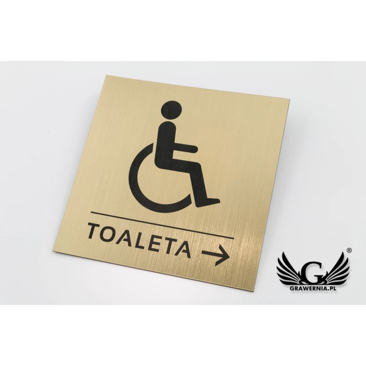 Kierunkowe tabliczki do toalet - srebrny lub złoty laminat - wym. 150x150mm - TT016