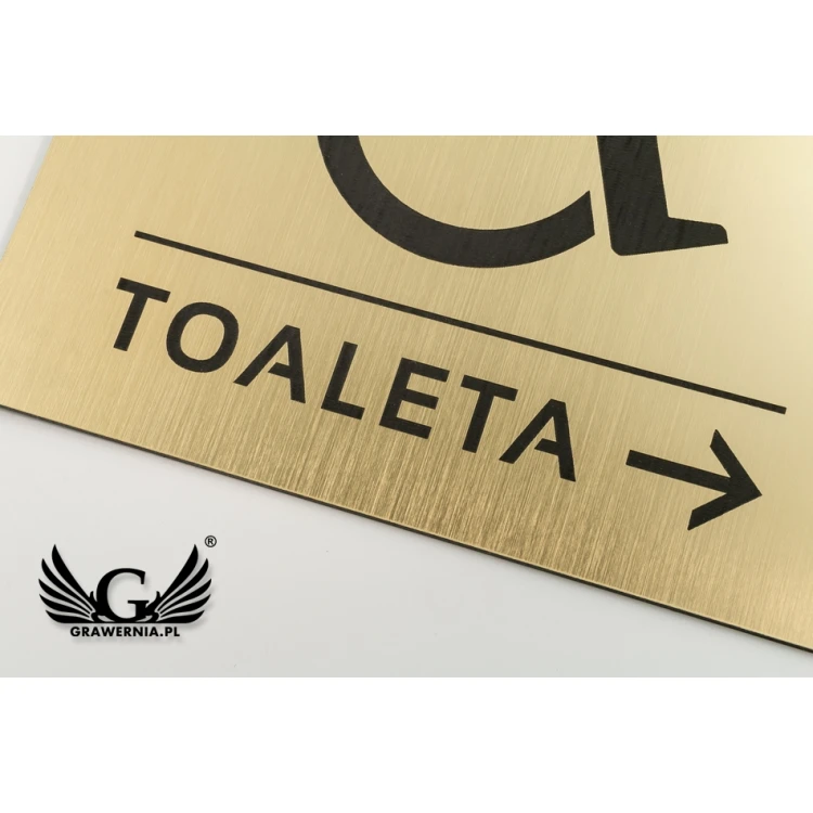 Kierunkowe tabliczki do toalet - srebrny lub złoty laminat - wym. 150x150mm - TT016