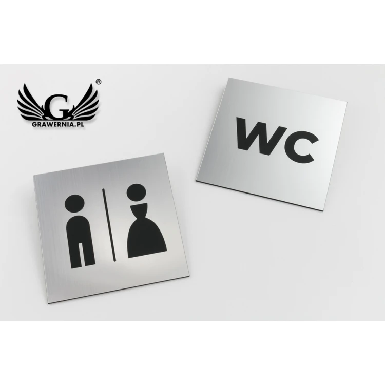 Tabliczki na toalety - srebrny lub złoty laminat - wym. 100x100mm - TT025