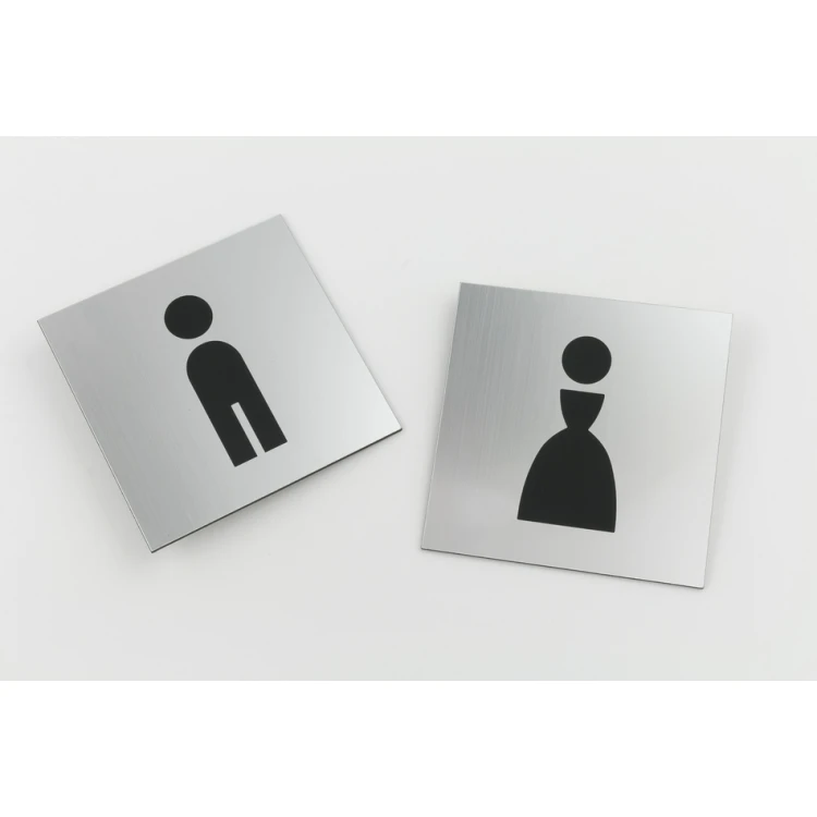Tabliczki na toalety - srebrny lub złoty laminat - wym. 100x100mm - TT025