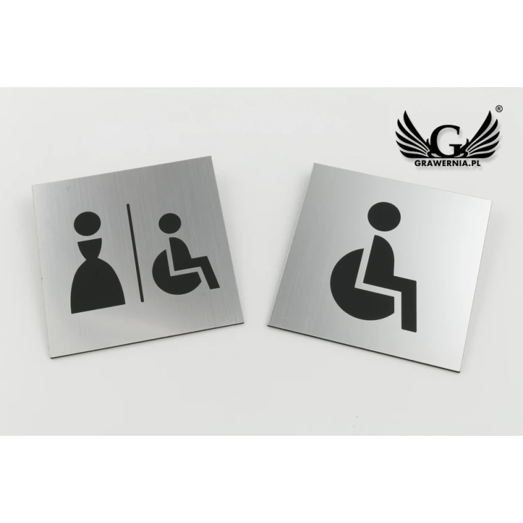 Tabliczki na toalety - srebrny lub złoty laminat - wym. 100x100mm - TT025