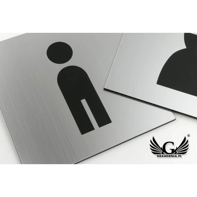 Tabliczki na toalety - srebrny lub złoty laminat - wym. 100x100mm - TT025