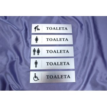 Tabliczki na toalety - TT001 - wym. 20x5cm - kolor srebrny