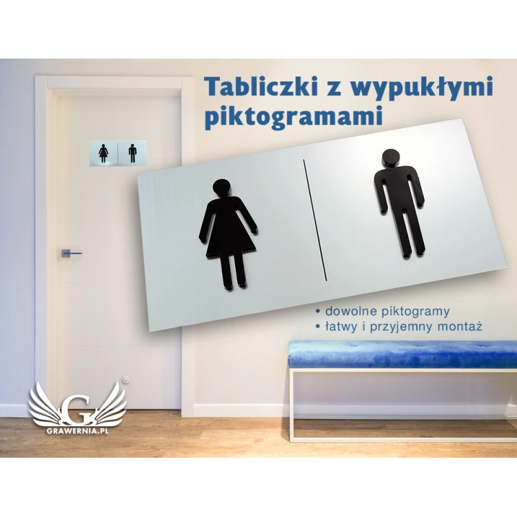 Tabliczki na toalety z wypukłymi piktogramami - TT006 - wym. 16x8cm