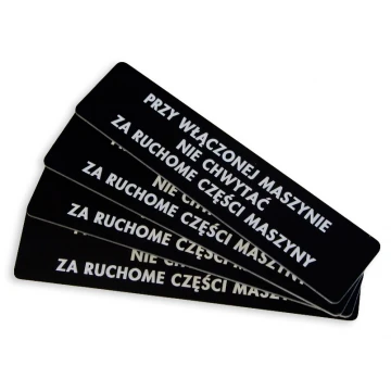 Tabliczki opisowe do maszyn i urządzeń  - wymiar:130x30mm