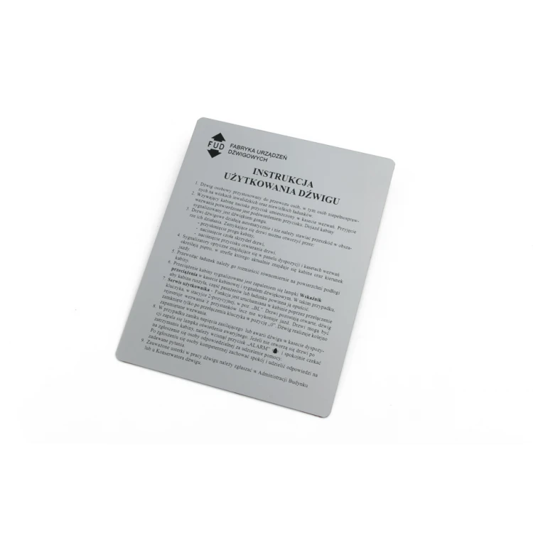 Tabliczki przemysłowe grawerowane z aluminium aluply - wymiary: 175x220mm - TAB137 