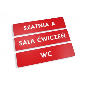 Tabliczki trzyczęściowe na drzwi lub ścianę - czerwone - wym. 20x5cm