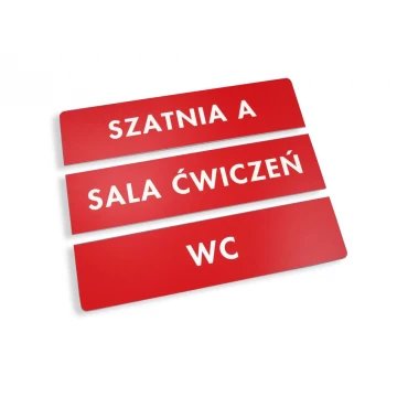 Tabliczki trzyczęściowe na drzwi lub ścianę - czerwone - wym. 20x5cm
