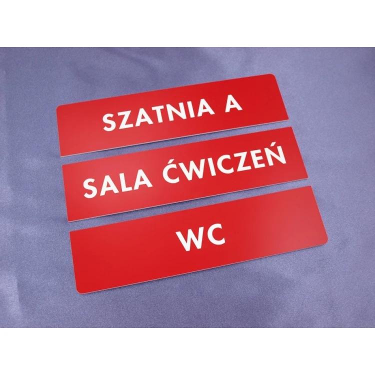 Tabliczki trzyczęściowe na drzwi lub ścianę - czerwone - wym. 20x5cm