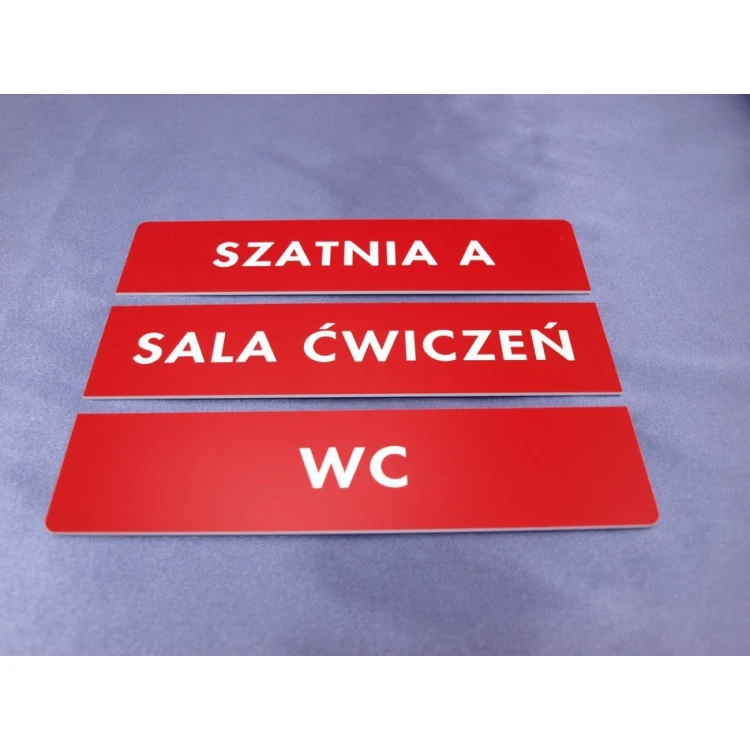 Tabliczki trzyczęściowe na drzwi lub ścianę - czerwone - wym. 20x5cm