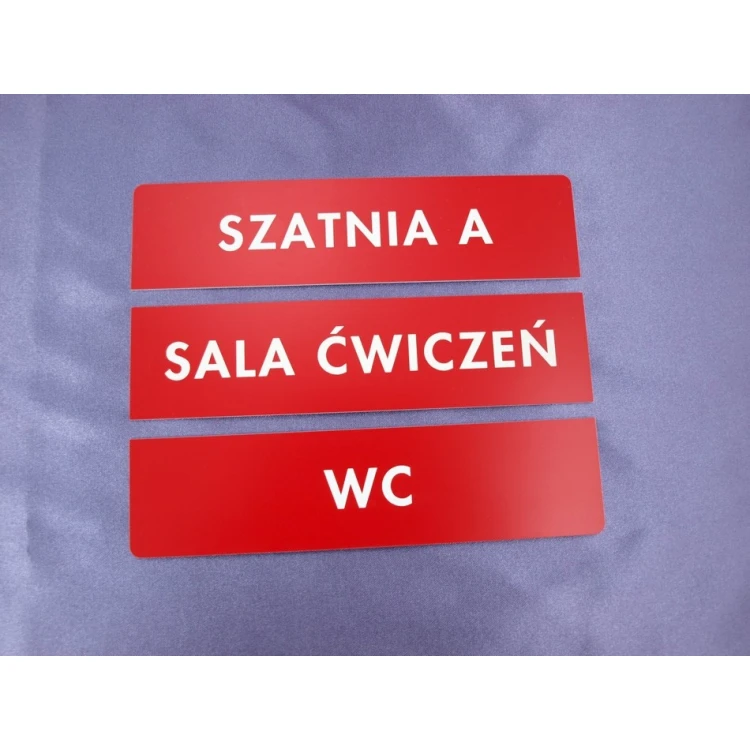 Tabliczki trzyczęściowe na drzwi lub ścianę - czerwone - wym. 20x5cm