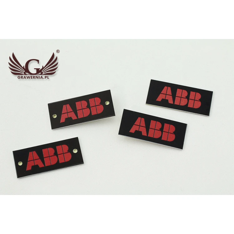 Tabliczki z logotypem z aluminium anodowanego czarnego - niezniszczalny druk - wymiary: 35x15mm
