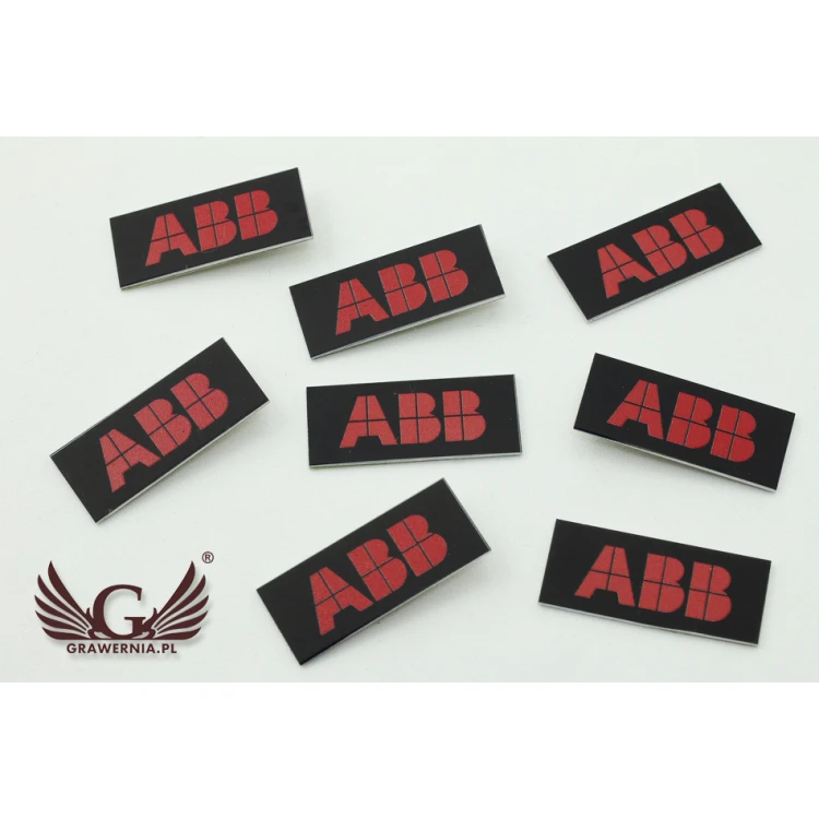 Tabliczki z logotypem z aluminium anodowanego czarnego - niezniszczalny druk - wymiary: 35x15mm