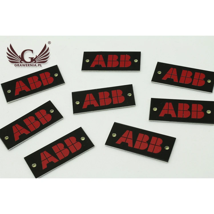 Tabliczki z logotypem z aluminium anodowanego czarnego - niezniszczalny druk - wymiary: 35x15mm
