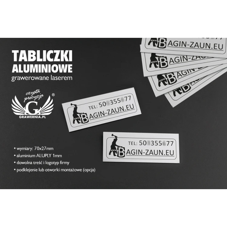 Tabliczki grawerowane z aluminium aluply - wymiary: 70x27mm - TAB062