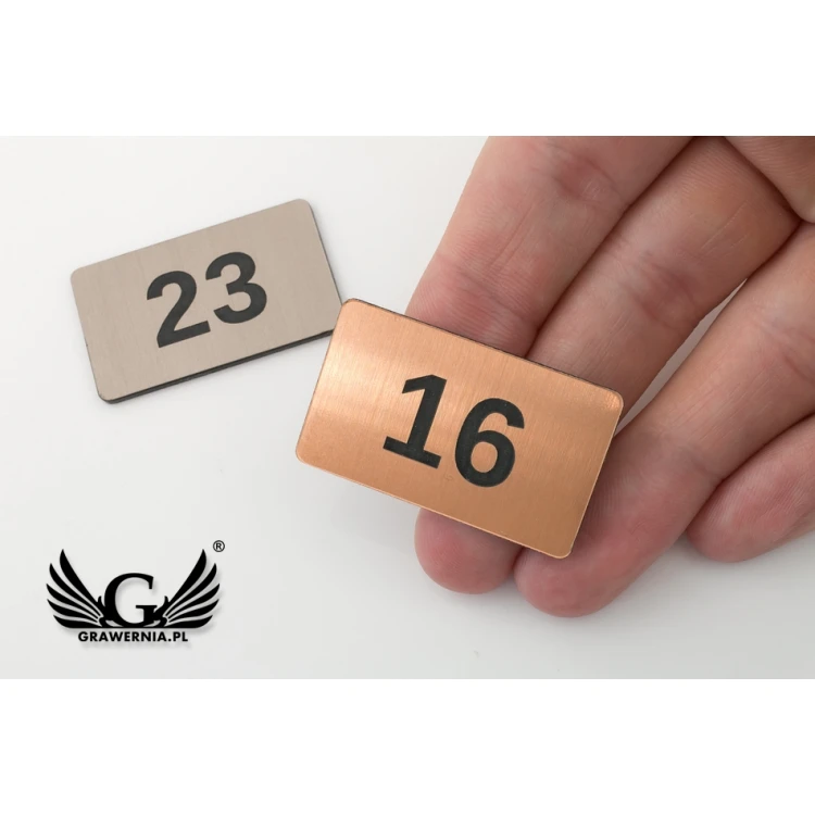 Tabliczki z numeracją na szafki i szuflady  - miedziany lub caffe latte - ND033 - wym. 39x23mm 