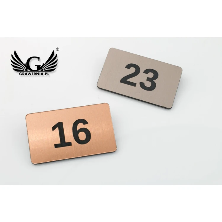 Tabliczki z numeracją na szafki i szuflady  - miedziany lub caffe latte - ND033 - wym. 39x23mm 