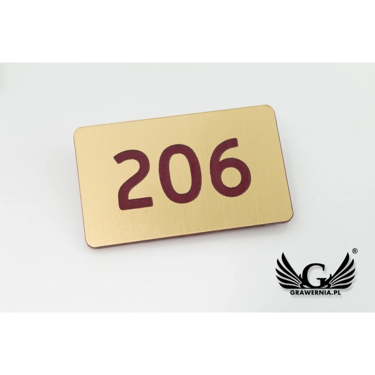 Tabliczki z numeracją na szafki i szuflady - złoty z kolorowym grawerem - ND026 - wym. 39x23mm 