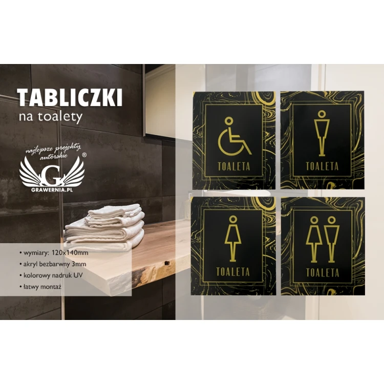 Tabliczki z plexi na toalety - wym. 120x140mm - druk UV - TT030