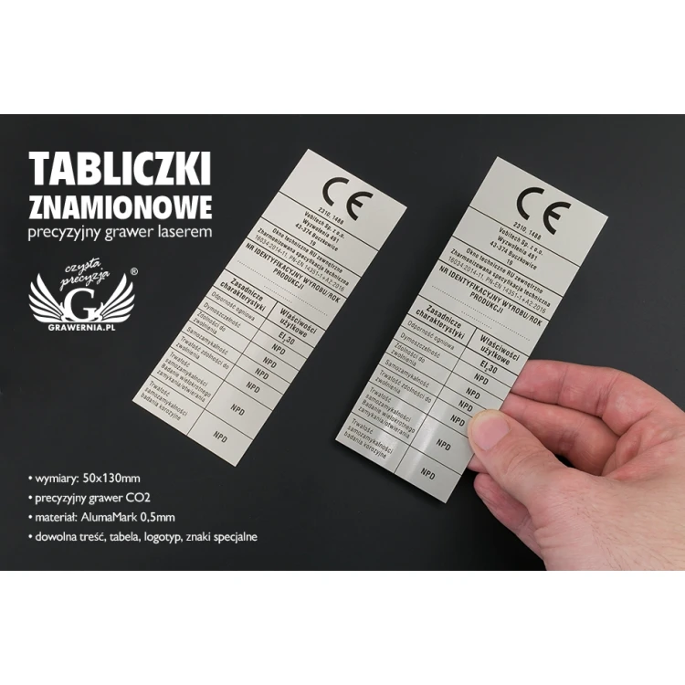 Tabliczki znamionowe - AlumaMark 0,5mm - wymiary: 50x170mm - TZN040 