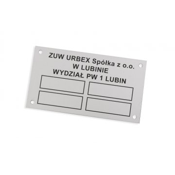 Tabliczki znamionowe - aluminium anodowane - niezniszczalny druk - wym. 90x50mm - TZN037