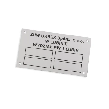 Tabliczki znamionowe - aluminium anodowane - niezniszczalny druk - wym. 90x50mm - TZN037