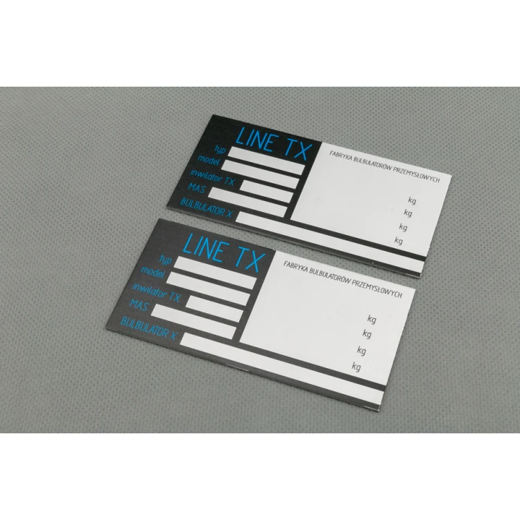 Tabliczki znamionowe z aluminium anodowanego - niezniszczalny druk - wymiary: 100x50mm