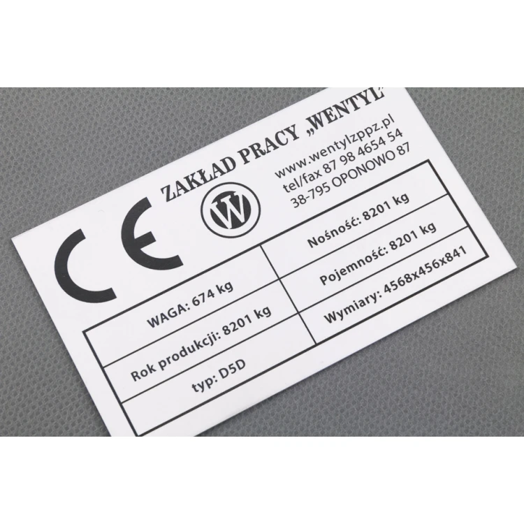 Tabliczki znamionowe z aluminium anodowanego - niezniszczalny druk - wymiary: 100x60mm