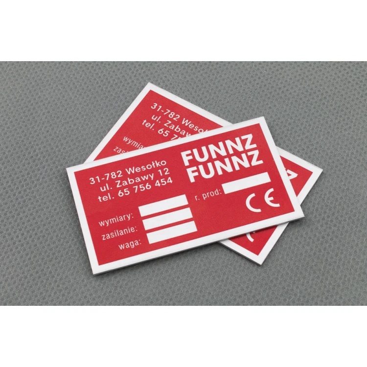 Tabliczki znamionowe z aluminium anodowanego - niezniszczalny druk - wymiary: 60x35mm