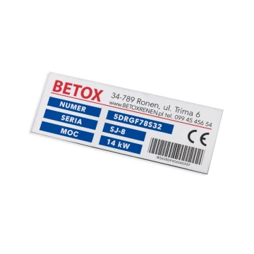 Tabliczki znamionowe z aluminium anodowanego - niezniszczalny druk - wymiary: 80x30mm
