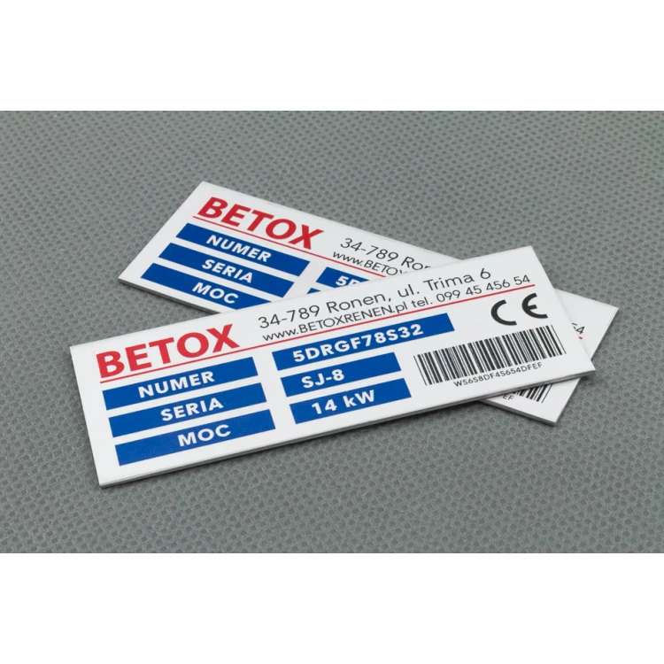 Tabliczki znamionowe z aluminium anodowanego - niezniszczalny druk - wymiary: 80x30mm