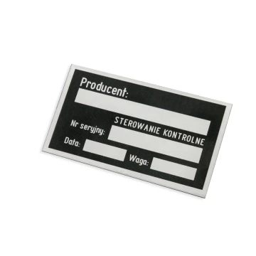 Tabliczki znamionowe z aluminium anodowanego - niezniszczalny druk - wymiary: 70x40mm