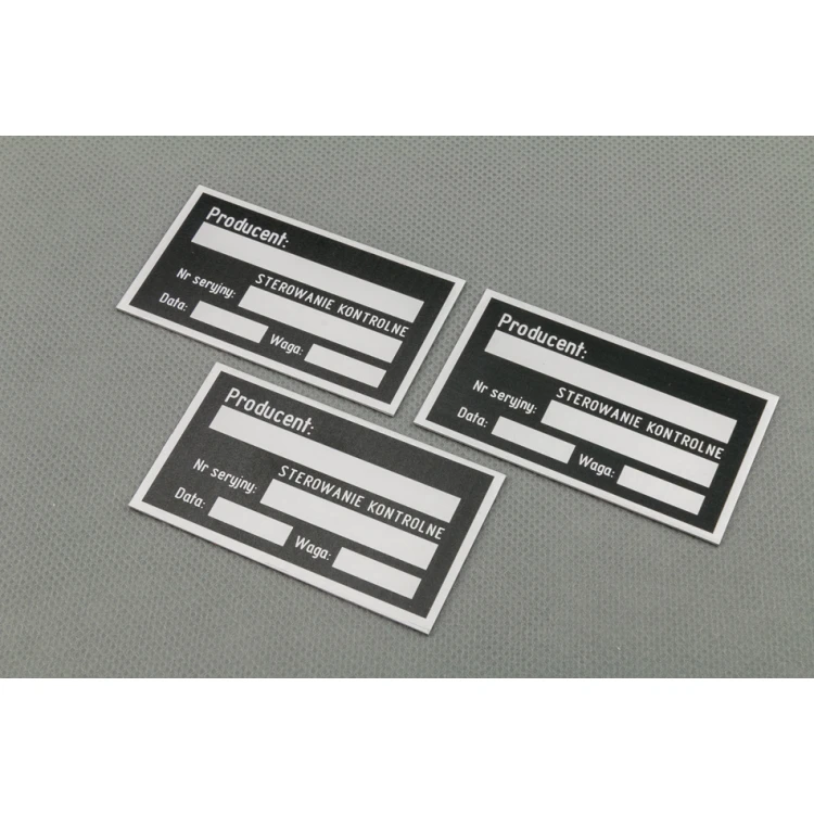 Tabliczki znamionowe z aluminium anodowanego - niezniszczalny druk - wymiary: 70x40mm