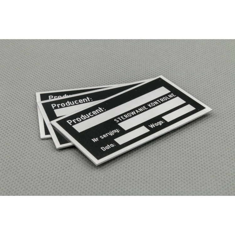 Tabliczki znamionowe z aluminium anodowanego - niezniszczalny druk - wymiary: 70x40mm