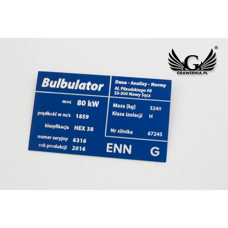 Tabliczka znamionowa z aluminium - multikolor - grawer CNC -  wymiary: 100x60mm - TZN034