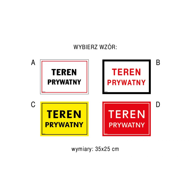 Teren prywatny - tabliczka wym. 350x250mm - PVC - kolorowy druk UV - TAB178