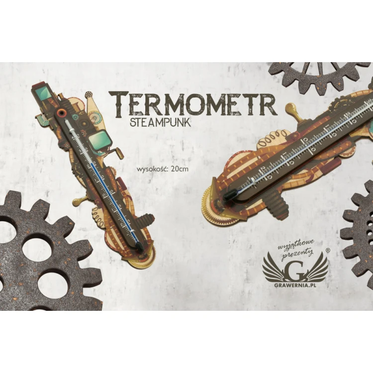 Termometr steampunkowy - cyfrowy druk UV - TER010