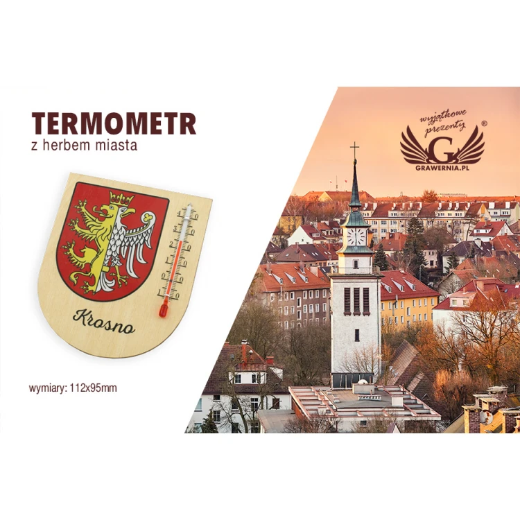 Termometr z herbem miasta - cyfrowy druk UV - TER014
