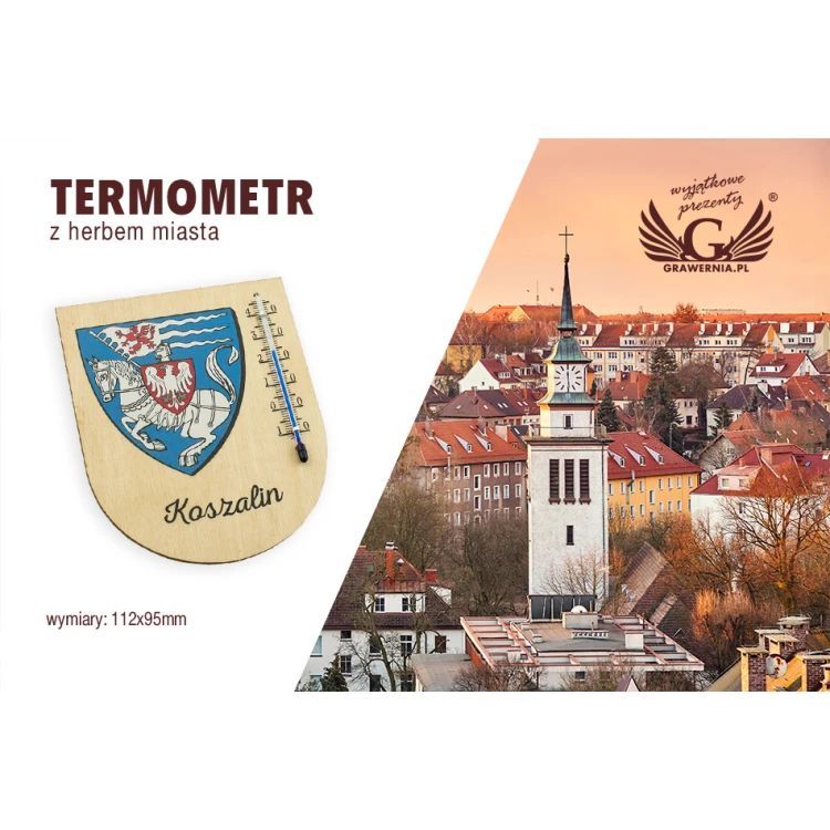 Termometr z herbem miasta - cyfrowy druk UV - TER016