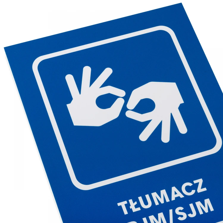 Tłumacz PJM/SJM - tabliczka z pismem Braille - wym. 140x205mm - PCW twarde - TAB483 