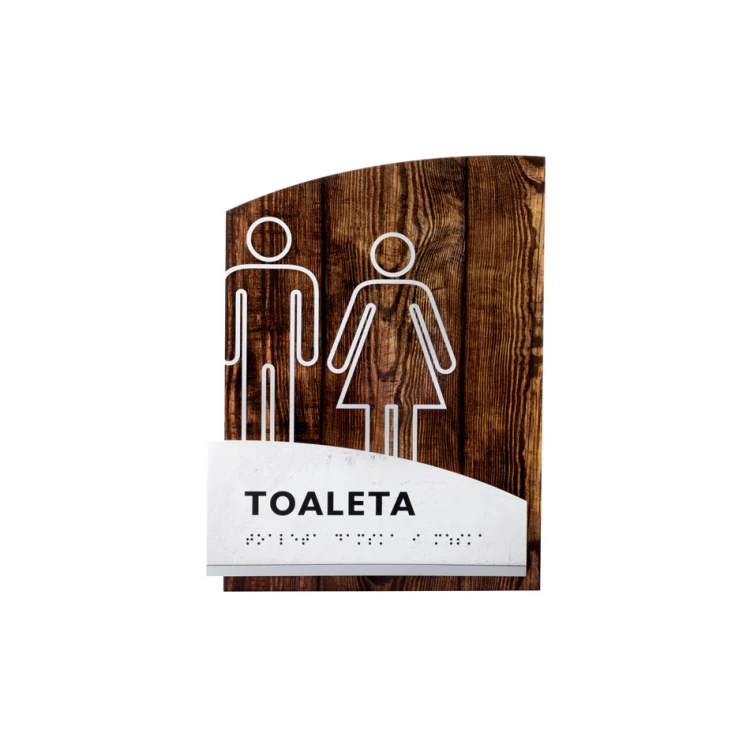 Toaleta damska i męska - tabliczka z pismem Braille'a - wym. 205x268mm - plexi - WOODPLEX -TAB386