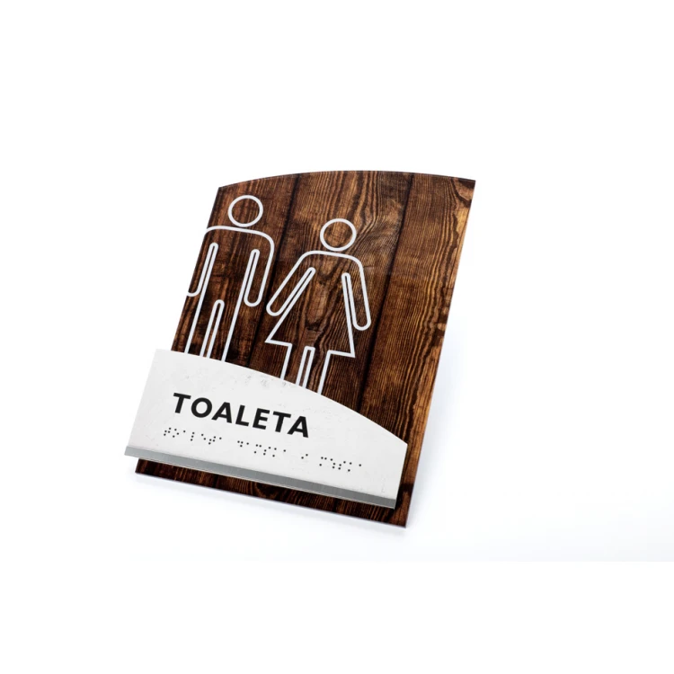 Toaleta damska i męska - tabliczka z pismem Braille'a - wym. 205x268mm - plexi - WOODPLEX -TAB386