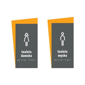Toaleta damska lub męska - tabliczka z pismem Braille'a - wym. 130x250mm - PCW twarde - HORIZON - TAB311