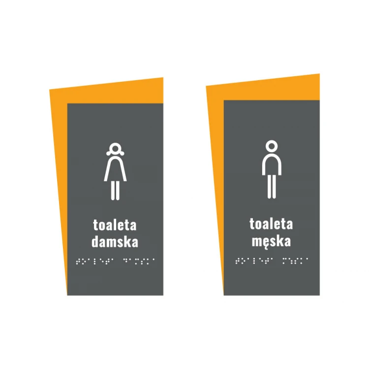 Toaleta damska lub męska - tabliczka z pismem Braille'a - wym. 130x250mm - PCW twarde - HORIZON - TAB311